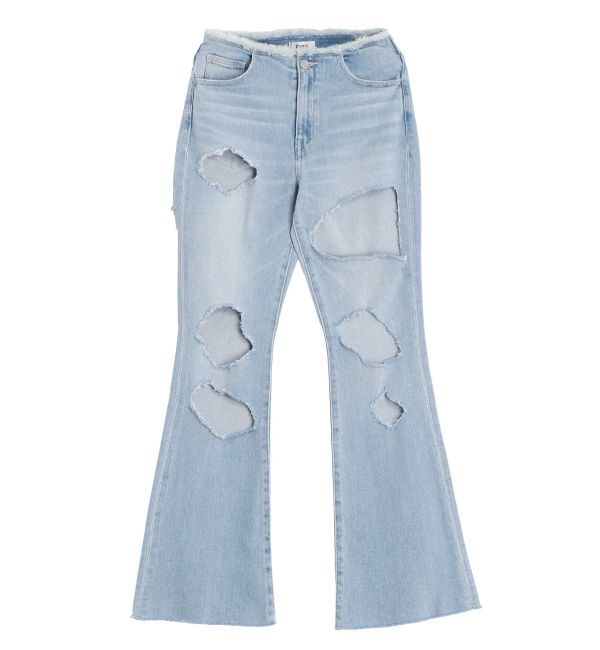 EVRIS「ハイダメージフレアデニムパンツ【セットアップ着用可能】」|デニム|