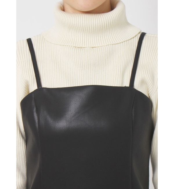 EVRIS「レザーライクミニワンピース」|ワンピース|