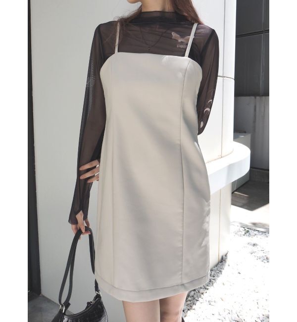 EVRIS「レザーライクミニワンピース」|ワンピース|