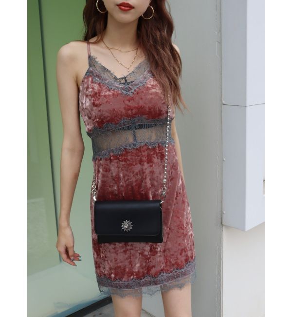 EVRIS「サマーベロアレースコンビミニワンピース」|ワンピース|