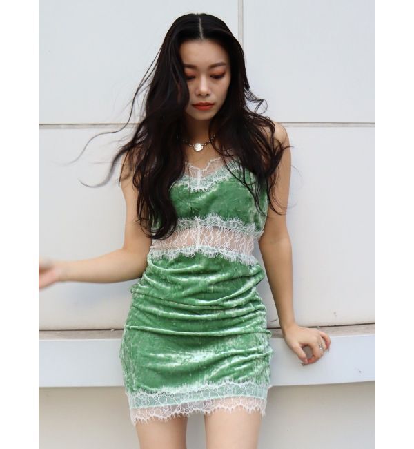 EVRIS「サマーベロアレースコンビミニワンピース」|ワンピース|