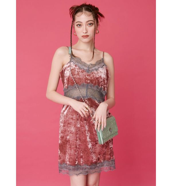 EVRIS「サマーベロアレースコンビミニワンピース」|ワンピース|