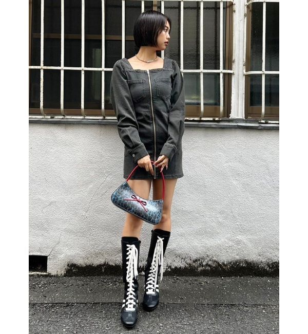 EVRIS「スクエアネックデニムミニワンピース」|ワンピース|