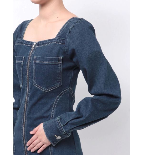 EVRIS「スクエアネックデニムミニワンピース」|ワンピース|