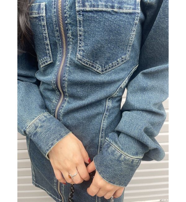 EVRIS「スクエアネックデニムミニワンピース」|ワンピース|