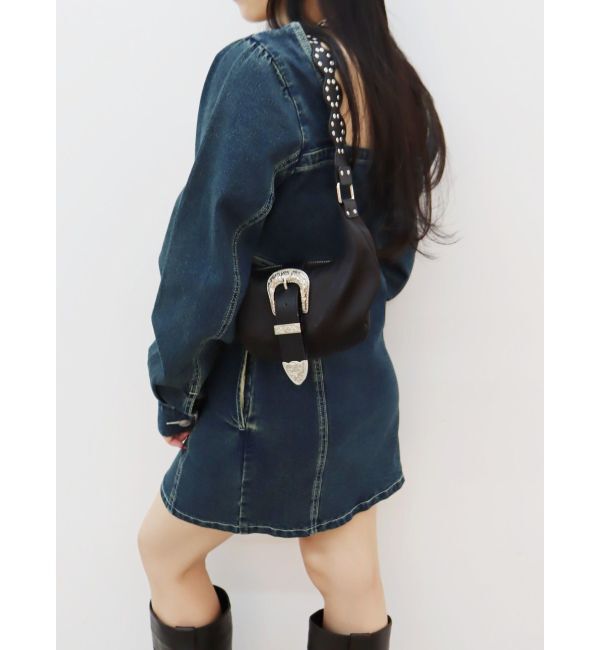 EVRIS「スクエアネックデニムミニワンピース」|ワンピース|