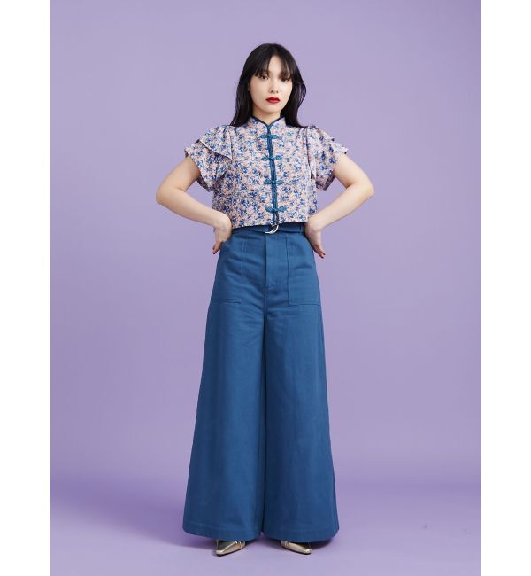 jouetie「ハーフスリーブショルダーフリルショートチャイナシャツ」|シャツ・ブラウス|