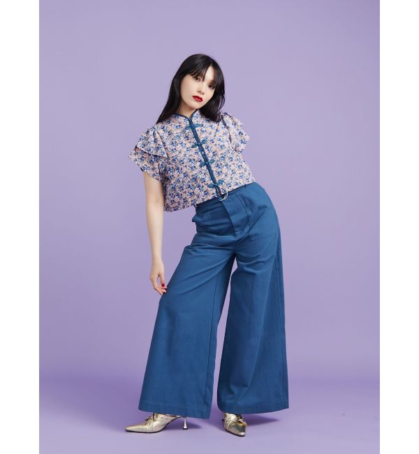 jouetie「ハーフスリーブショルダーフリルショートチャイナシャツ」|シャツ・ブラウス|