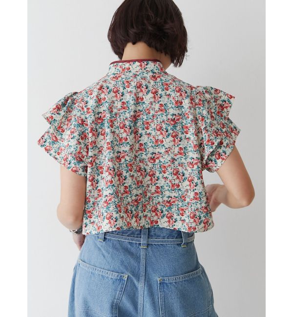 jouetie「ハーフスリーブショルダーフリルショートチャイナシャツ」|シャツ・ブラウス|