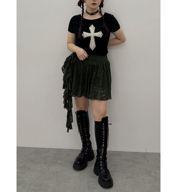 jouetie「アシメドレープフリルレースミニスカート」|スカート|