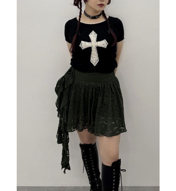 jouetie「アシメドレープフリルレースミニスカート」|スカート|