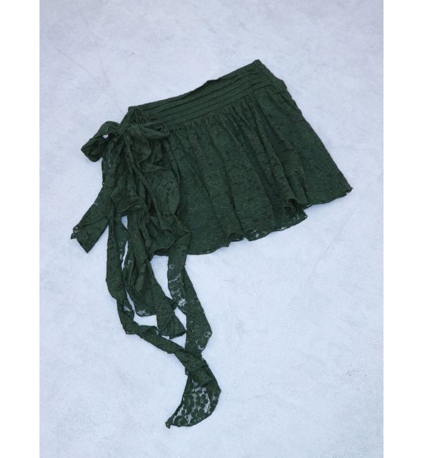 jouetie「アシメドレープフリルレースミニスカート」|スカート|カーキ