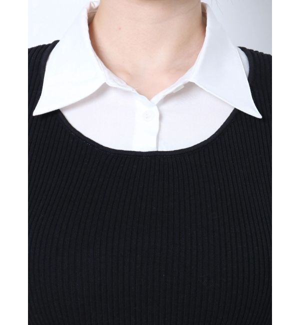 GYDA「ドッキングハーフスリーブショートニットTOPS」|ニット・セーター|