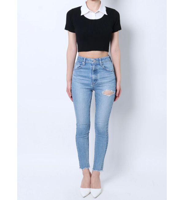 GYDA「ドッキングハーフスリーブショートニットTOPS」|ニット・セーター|