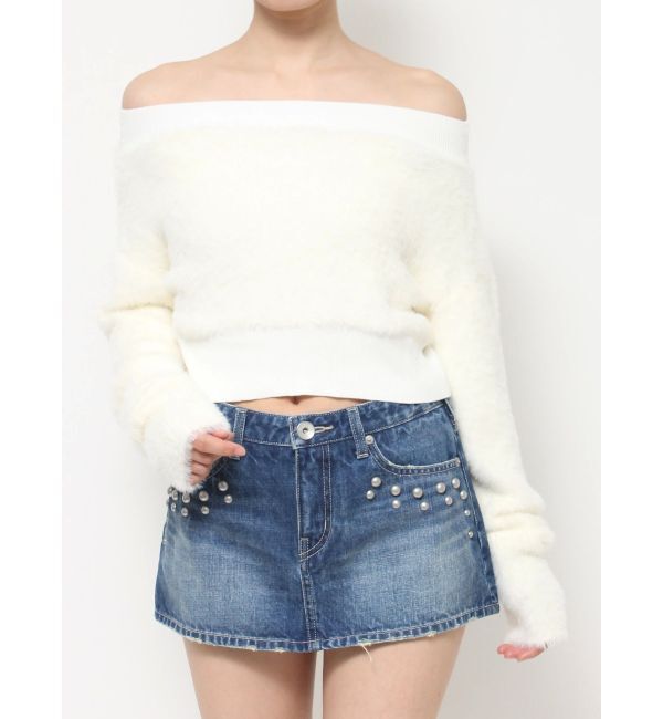 GYDA「2WAYウエストレースアップオフショルニットトップス」|ニット・セーター|