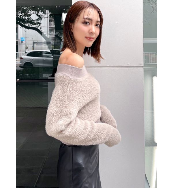 GYDA「2WAYウエストレースアップオフショルニットトップス」|ニット・セーター|