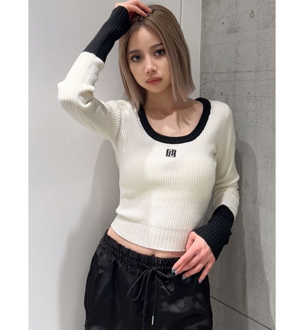 GYDA「GYGYバイカラーニットトップス」|ニット・セーター|