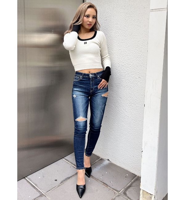 GYDA「GYGYバイカラーニットトップス」|ニット・セーター|