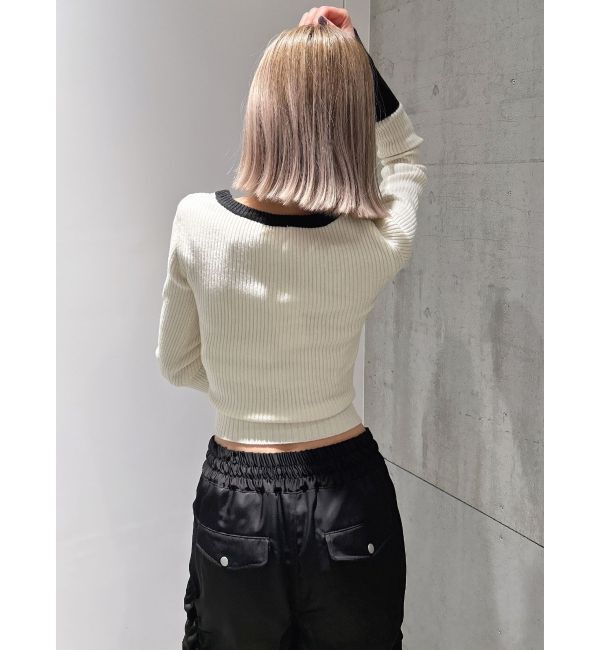 GYDA「GYGYバイカラーニットトップス」|ニット・セーター|