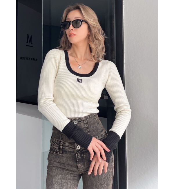 GYDA「GYGYバイカラーニットトップス」|ニット・セーター|