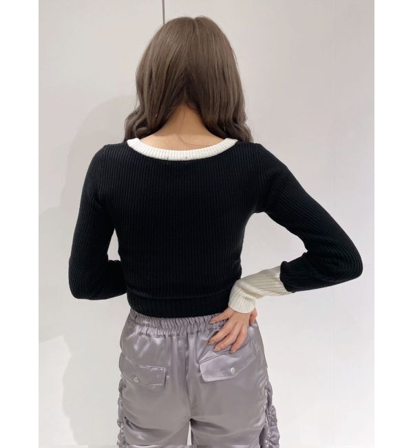 GYDA「GYGYバイカラーニットトップス」|ニット・セーター|