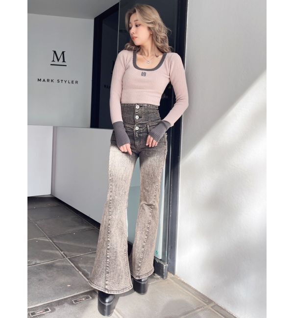 GYDA「GYGYバイカラーニットトップス」|ニット・セーター|