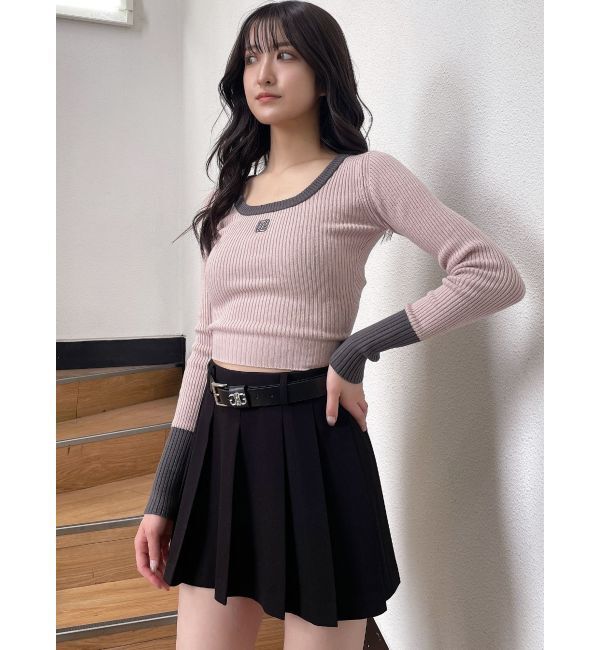 GYDA「GYGYバイカラーニットトップス」|ニット・セーター|