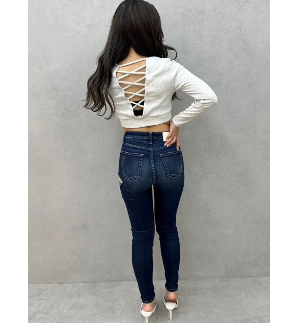 GYDA「カップ付きBACKレースアップテレコロンT」|Tシャツ・カットソー|