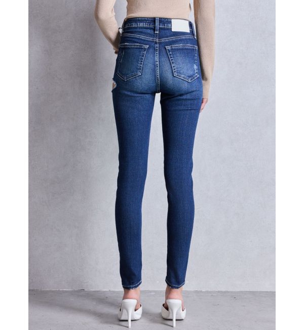 GYDA「ミドルウエストSIDE RIPPEDスキニーデニムパンツ」|デニム|