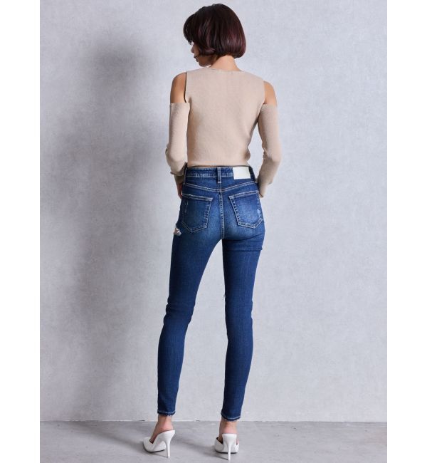 GYDA「ミドルウエストSIDE RIPPEDスキニーデニムパンツ」|デニム|