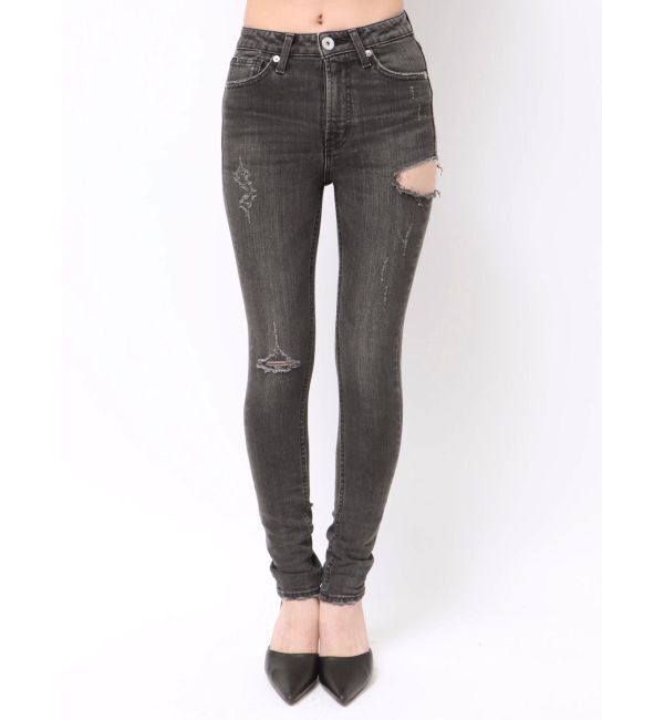 GYDA「ミドルウエストSIDE RIPPEDスキニーデニムパンツ」|デニム|