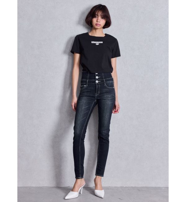 GYDA「ハイウエストウエストクロススキニーデニムパンツ」|デニム|