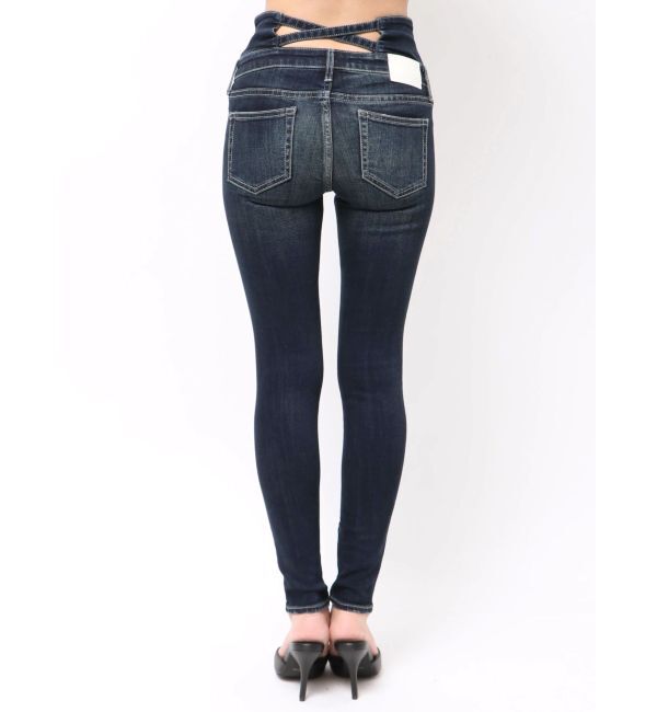 GYDA「ハイウエストウエストクロススキニーデニムパンツ」|デニム|