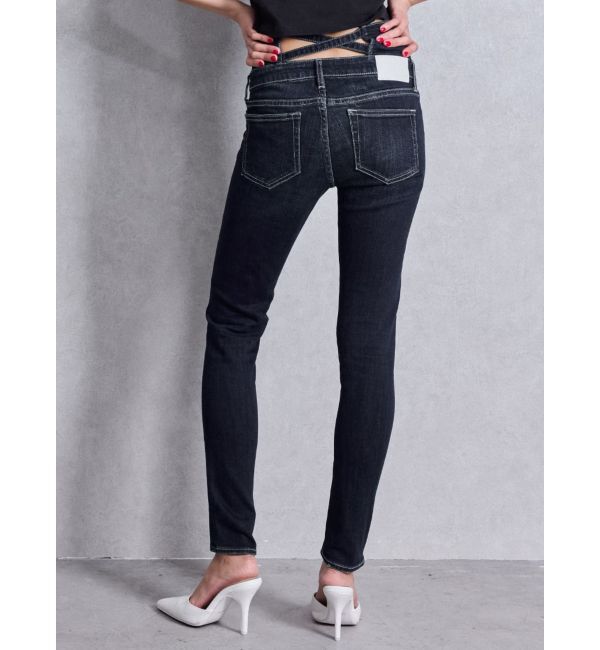 GYDA「ハイウエストウエストクロススキニーデニムパンツ」|デニム|インディゴ