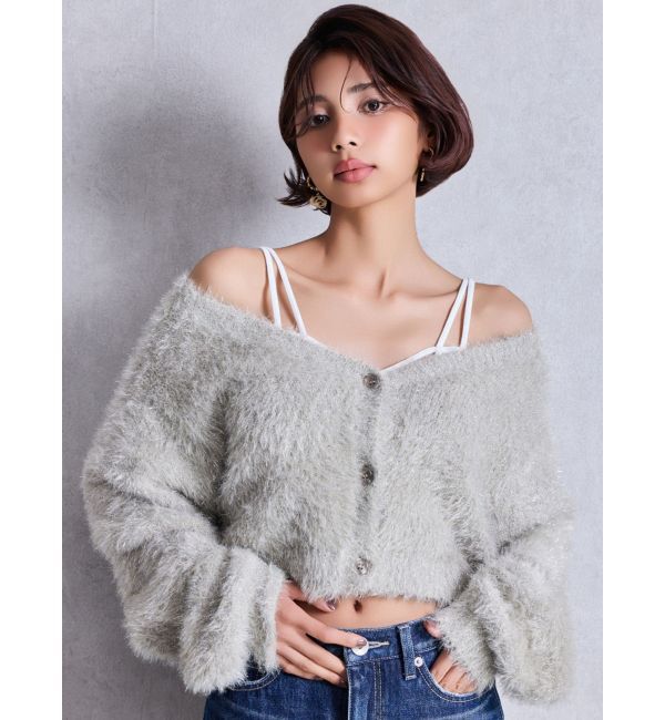 GYDA「ラメシャギーニットカーディガン」|カーディガン|