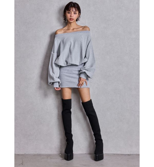 GYDA「GGドッキングオフショルスウェットワンピース」|ワンピース|
