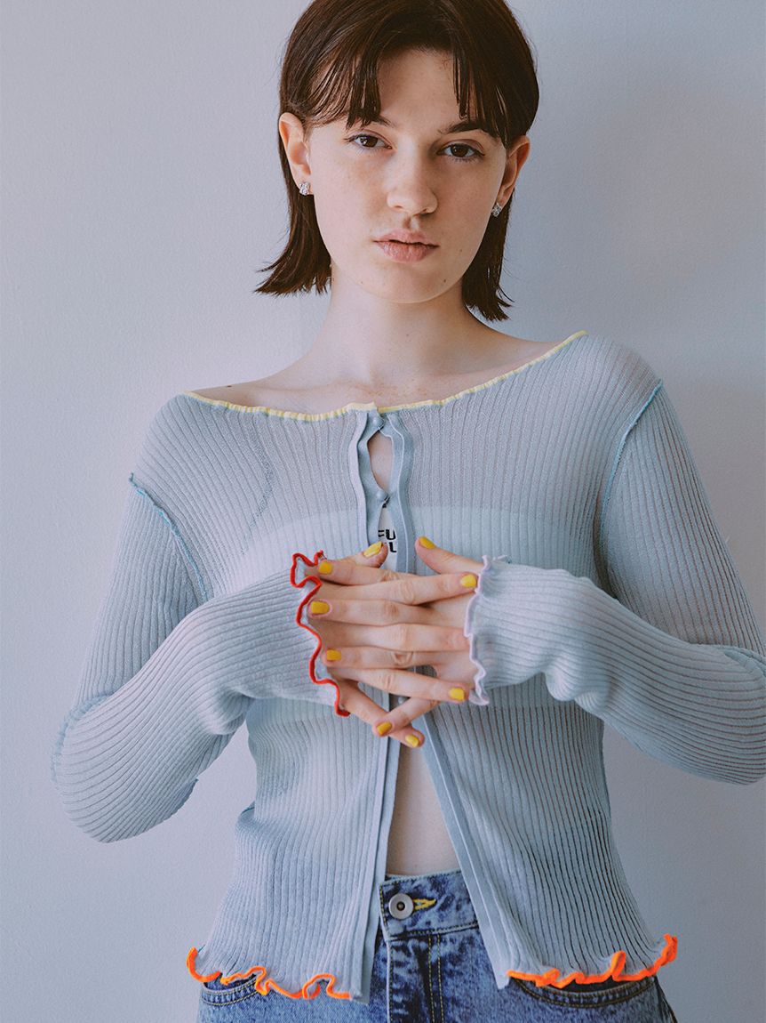 FURFUR「マルチカラートリムカーディガン」|カーディガン|SAX