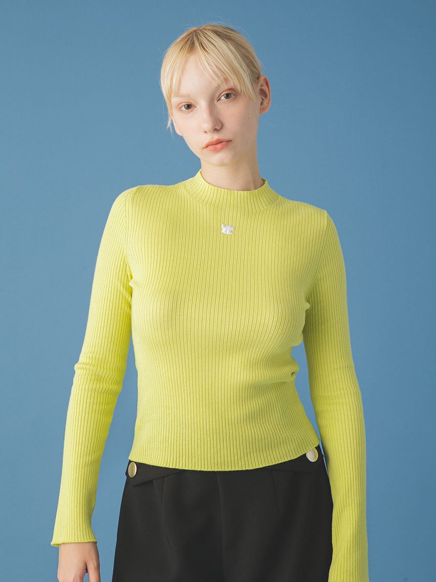 FURFUR「【限定カラー】リボン刺繍リブニットトップス」|ニット・セーター|YEL