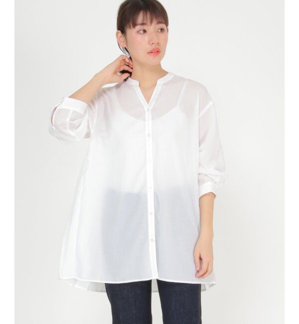 ikka「バックプリーツ7分チュニック」|シャツ・ブラウス|オフホワイト