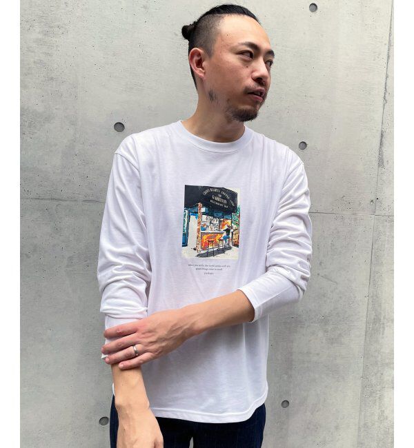 ikka「ペインティングプリントロンT」|Tシャツ・カットソー|ホワイト