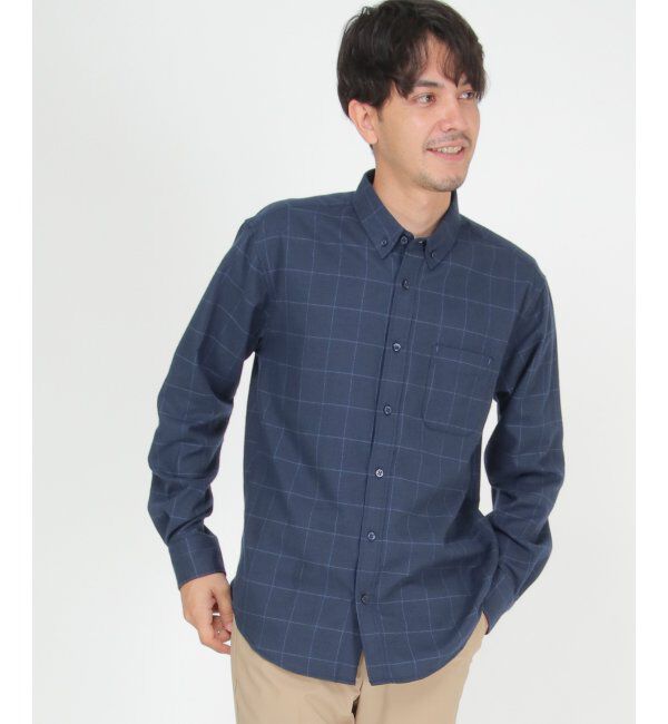 ikka「イージーケアフランネルチェックシャツ」|シャツ・ブラウス|ネイビー