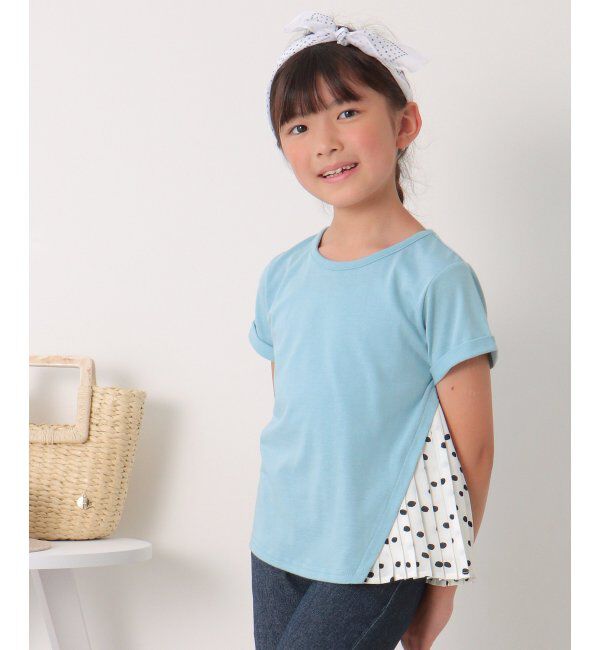 ikka kids「ドット柄サイドプリーツTシャツ（120~160cm）」|Tシャツ・カットソー|