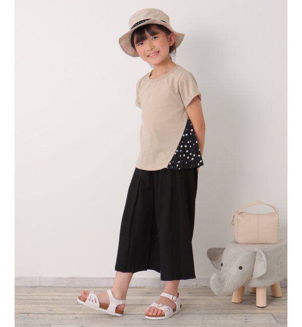 ikka kids「ドット柄サイドプリーツTシャツ（120~160cm）」|Tシャツ・カットソー|