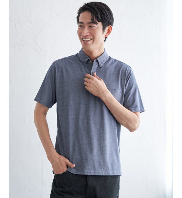 IKKA LOUNGE「【吸水速乾／イージーケア】ボタンダウンポロシャツ」|Tシャツ・カットソー|サックスブルー