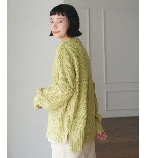 Lbc with Life「畦ビッグシルエットカラーニット」|カーディガン|