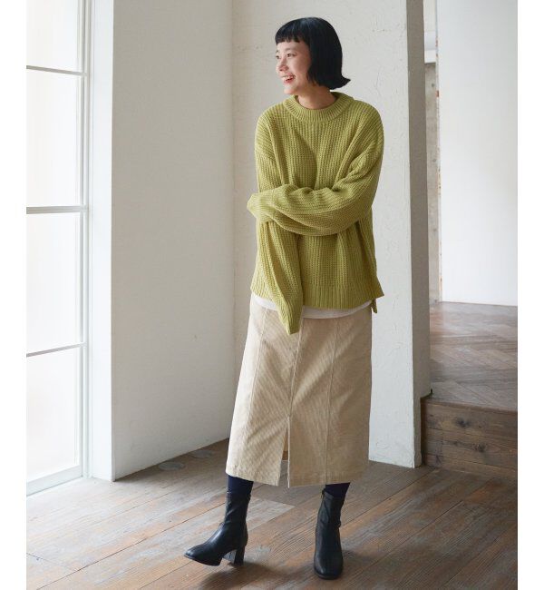 Lbc with Life「畦ビッグシルエットカラーニット」|カーディガン|