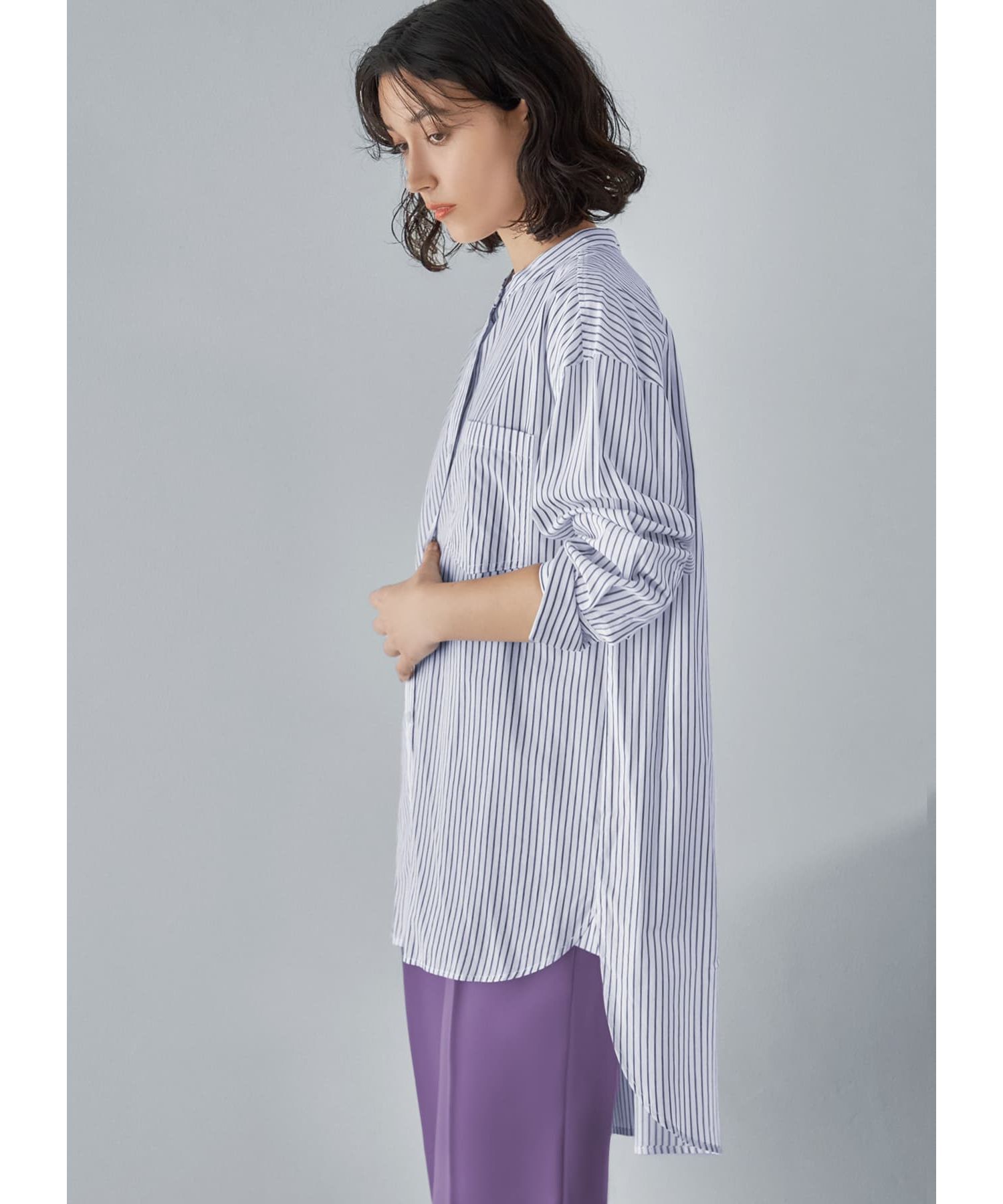 STYLE DELI「バンドカラーストライプシャツ」|シャツ・ブラウス|