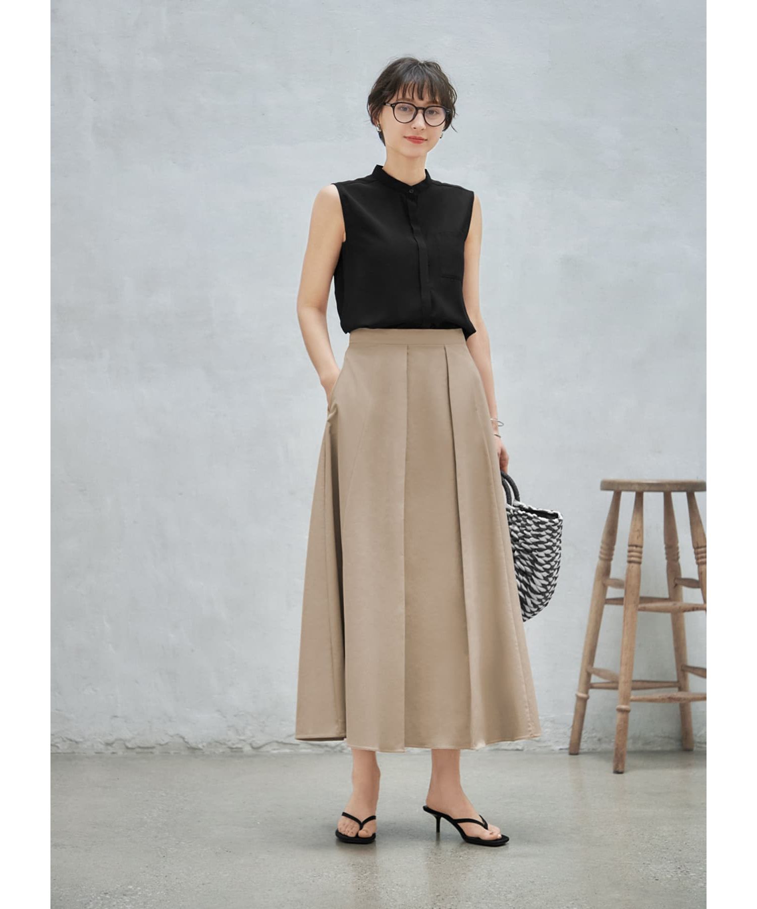 STYLE DELI「ブルゾン生地ボリュームタックスカート」|スカート|