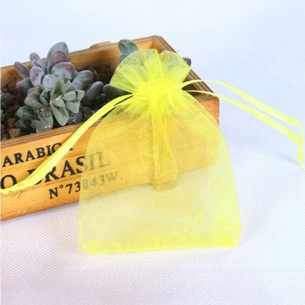 BACKYARD FAMILY「オーガンジー 巾着 100枚 通販 巾着袋 100枚セット ラッピング 袋 オーガンジーポーチ」|その他|イエロー1
