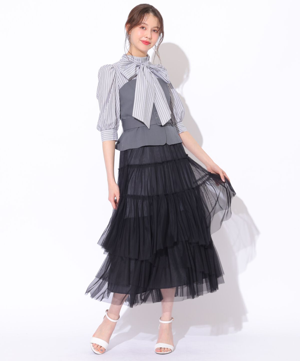 アンドクチュール「ビスチェ切替ドッキングワンピース」|ワンピース|